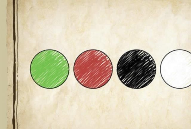 图片猜成语：四个球，绿色，棕色，黑色，白色；这个成语不简单