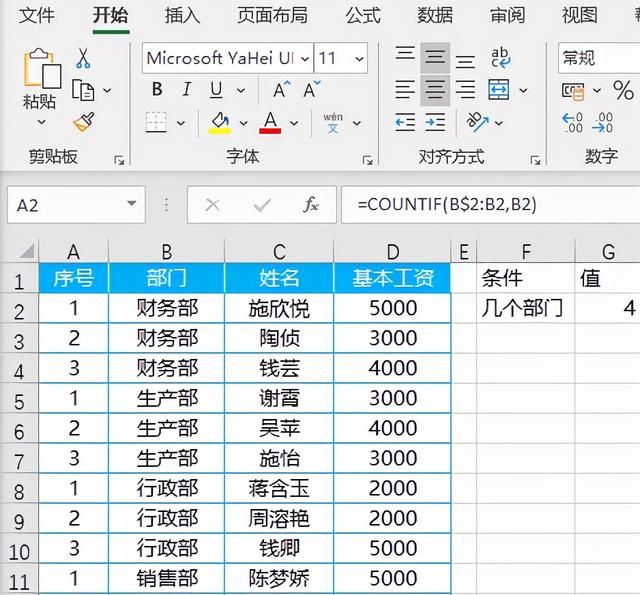 COUNTIF函数的使用方法