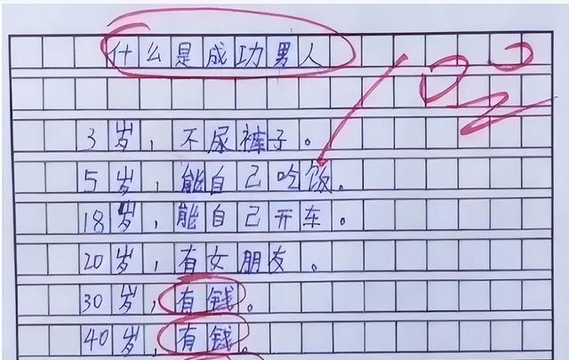 小学生作文《什么是成功男人》，老师大方给满分，小小年纪就悟了