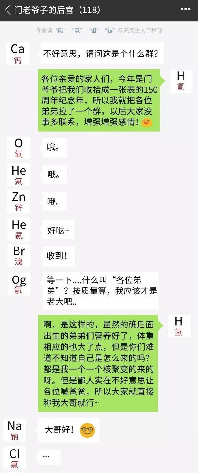 如果给118种化学元素拉个群，它们会聊点啥？