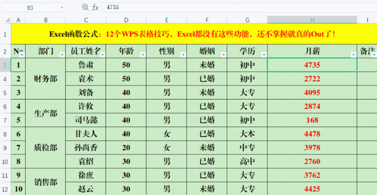 12个WPS表格技巧，Excel都没有这些功能，还不掌握就真的Out了