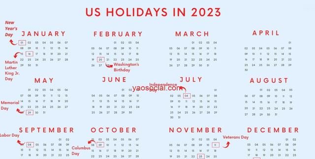 2023年美国节日营销日历 US Holiday Calendar