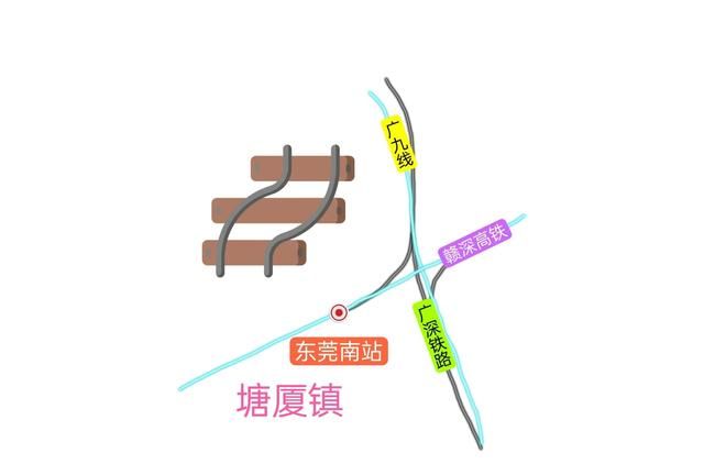 广东东莞市5座主要火车站的途经线路与站点位置