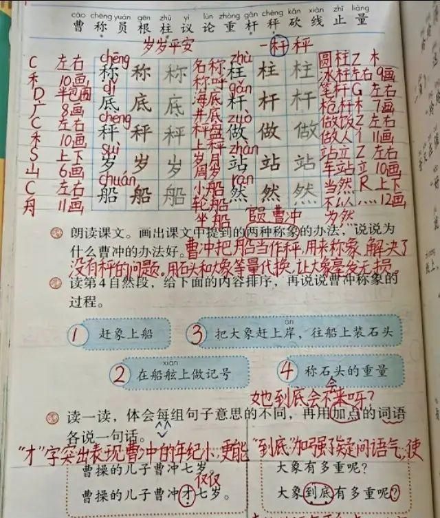 二年级语文上册《曹冲称象》课文讲解，果断为孩子收藏知识点