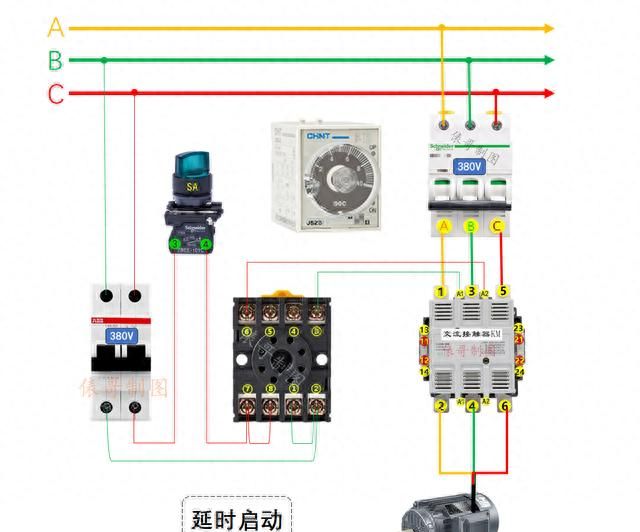 时间继电器怎么接线？2张实物接线图，小白也能看懂