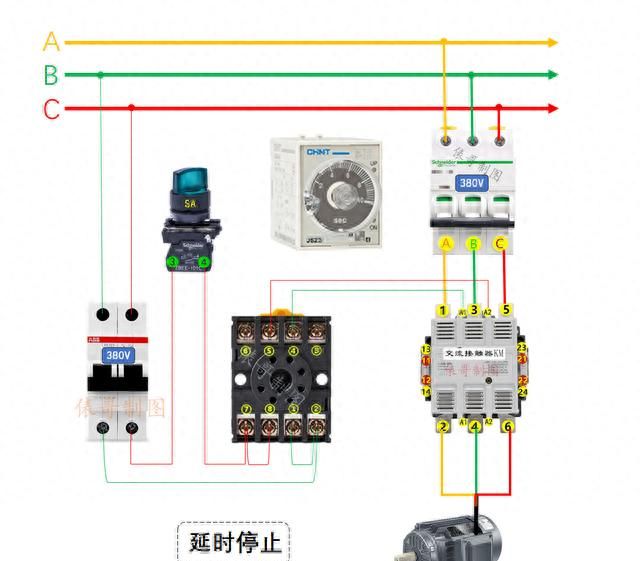 时间继电器怎么接线？2张实物接线图，小白也能看懂