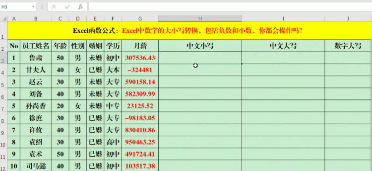 Excel中数字的大小写转换，包括负数和小数，你都会操作吗？