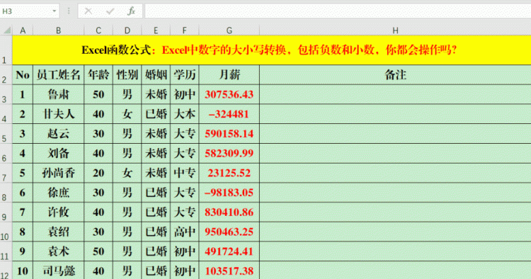 Excel中数字的大小写转换，包括负数和小数，你都会操作吗？