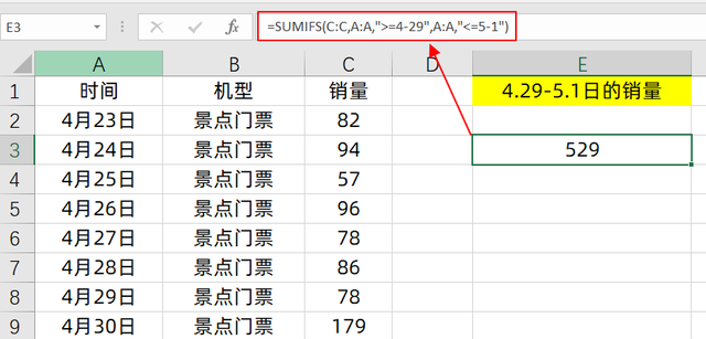 碰到时间条件，Sumifs函数公式，3种用法